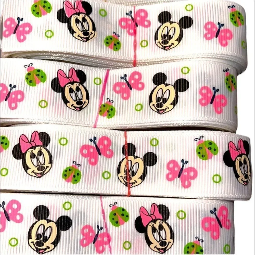 Grosgrain Ribbon 7/8” 5 yards NEW Mickey Mouse Minnie Mouse classic butterfly